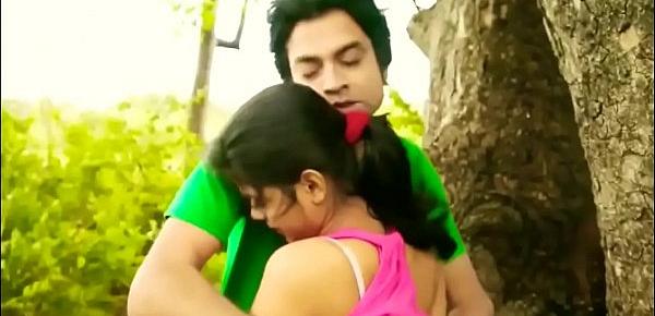  Sweet kissing Indian college girl outdoor romance